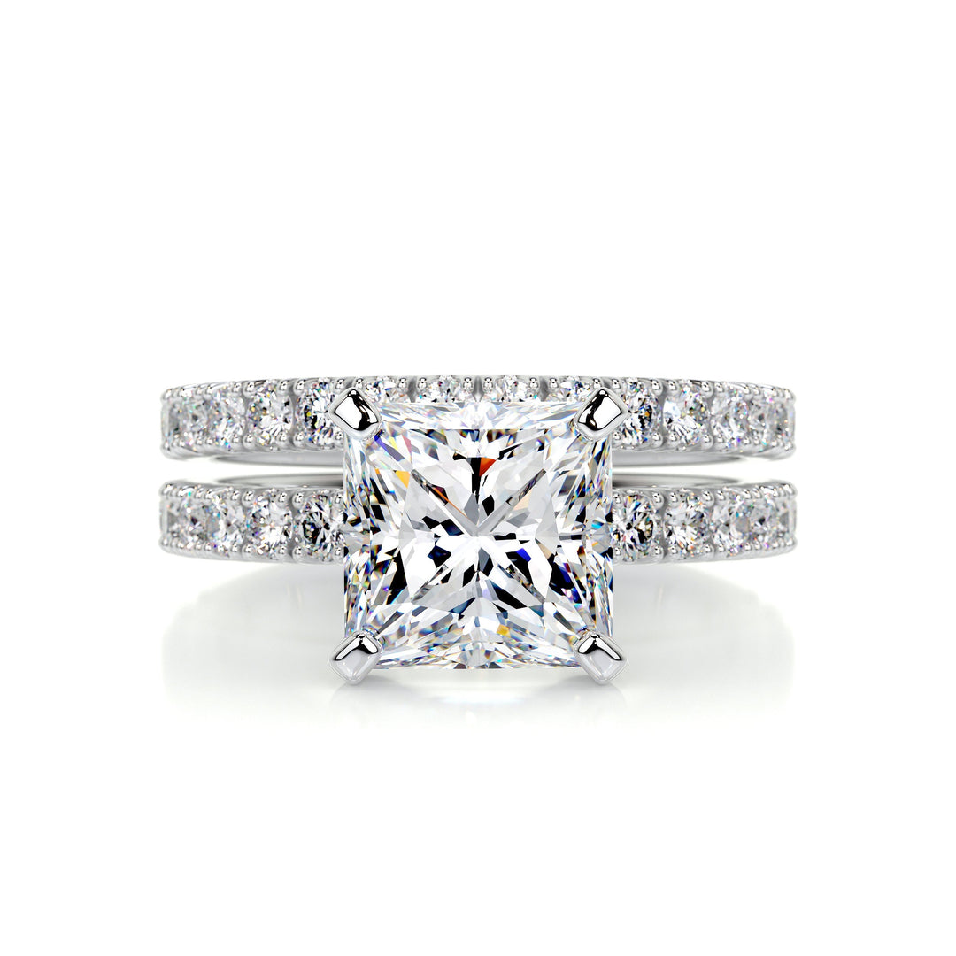 The Bryce Moissanite & Diamonds Bridal Set Moissanite 14K White 1 Carat Round#material_14k-white