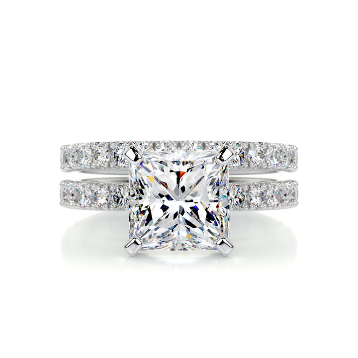 The Bryce Moissanite & Diamonds Bridal Set Moissanite 14K White 1 Carat Round#material_14k-white