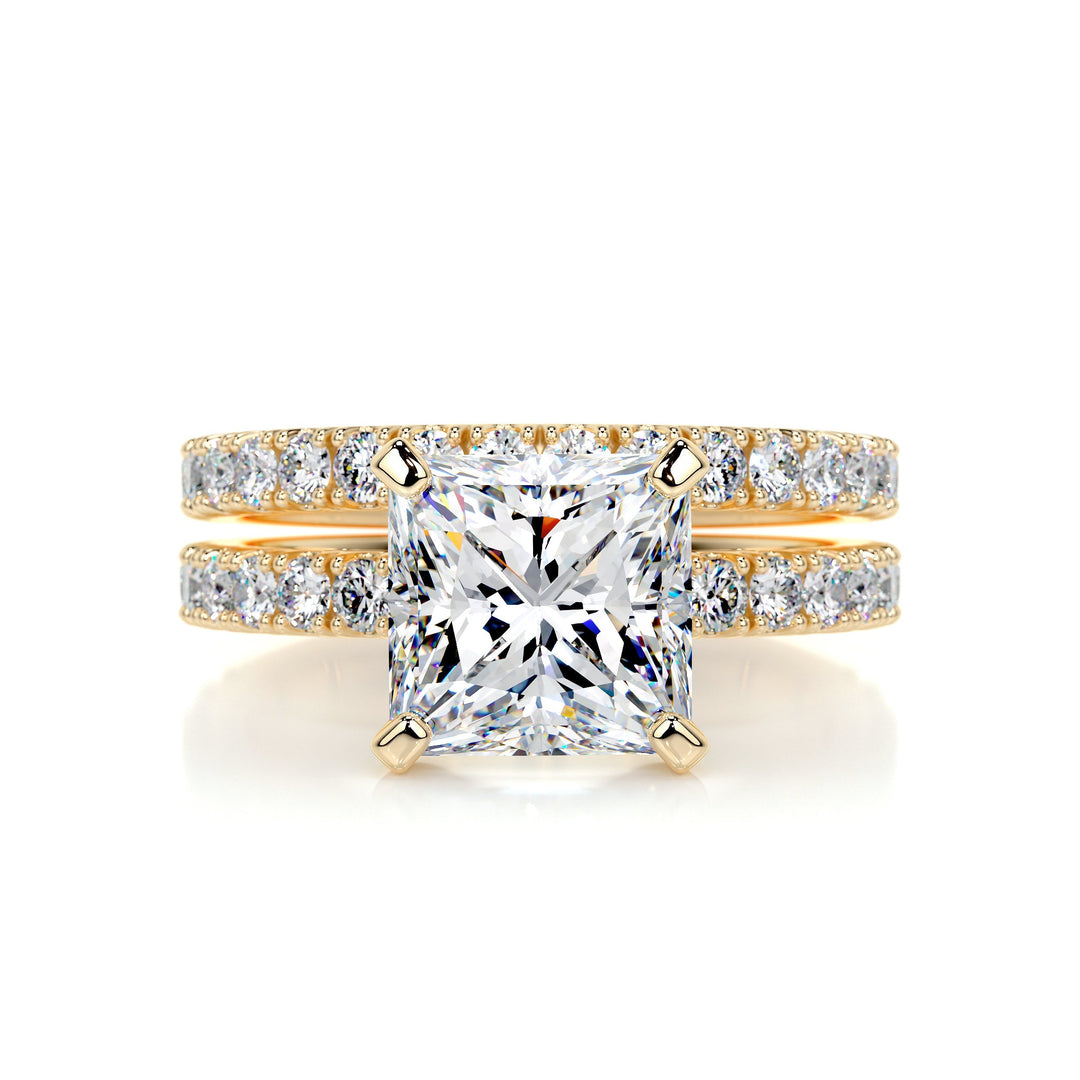 The Bryce Moissanite & Diamonds Bridal Set Moissanite 18K Gold 1 Carat Round#material_18k-gold