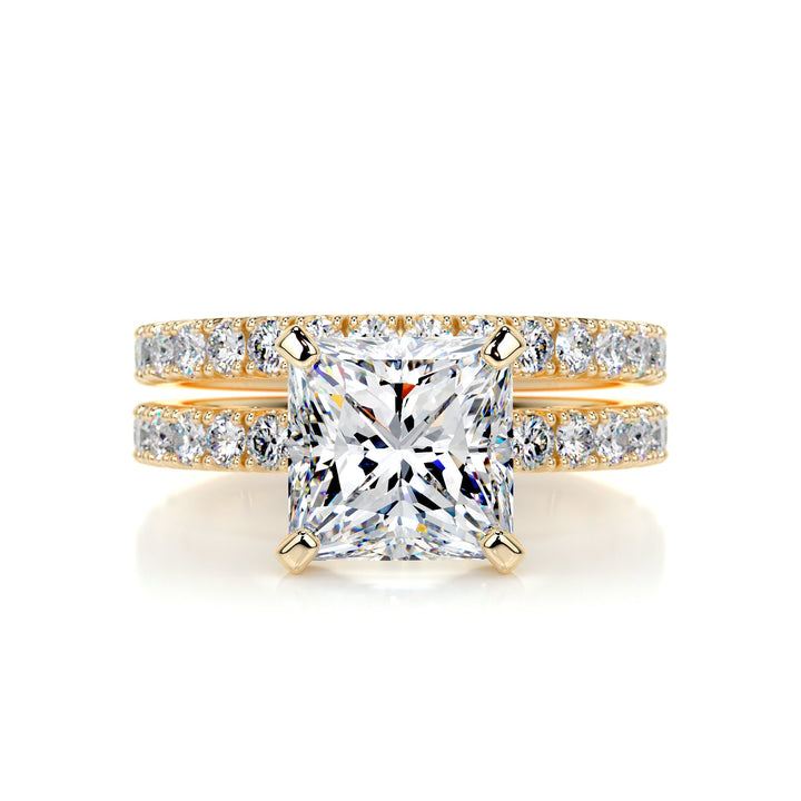 The Bryce Moissanite & Diamonds Bridal Set Moissanite 18K Gold 1 Carat Round#material_18k-gold