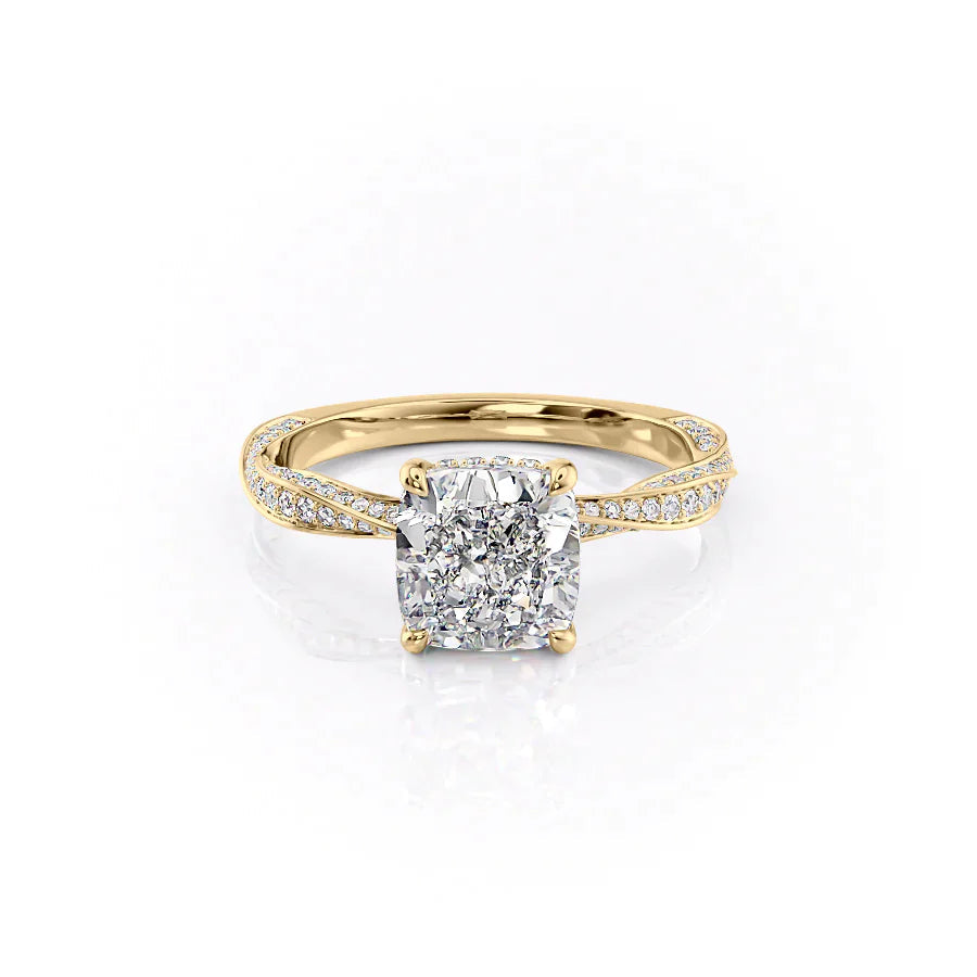 The Cadence Set With Cushion Pave Lab Diamond 1 Carat 14K Gold#material_14k-gold