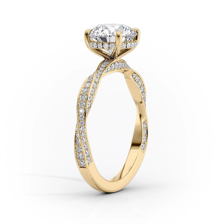 The Cadence Set With Cushion Pave Moissanite#material_14k-gold