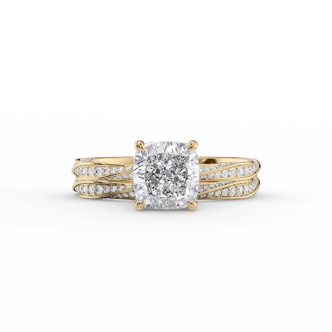 The Cadence Set With Cushion Pave Lab Diamond 2 Carat 14K Gold#material_14k-gold