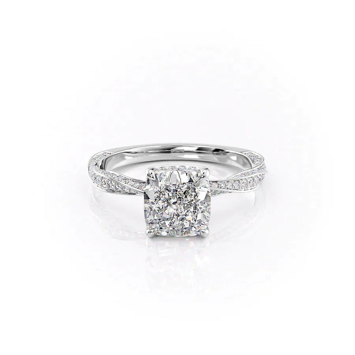 The Cadence Set With Cushion Pave Moissanite#material_14k-white