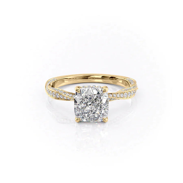 The Cadence Set With Cushion Pave Lab Diamond 1 Carat 18K Gold#material_18k-gold