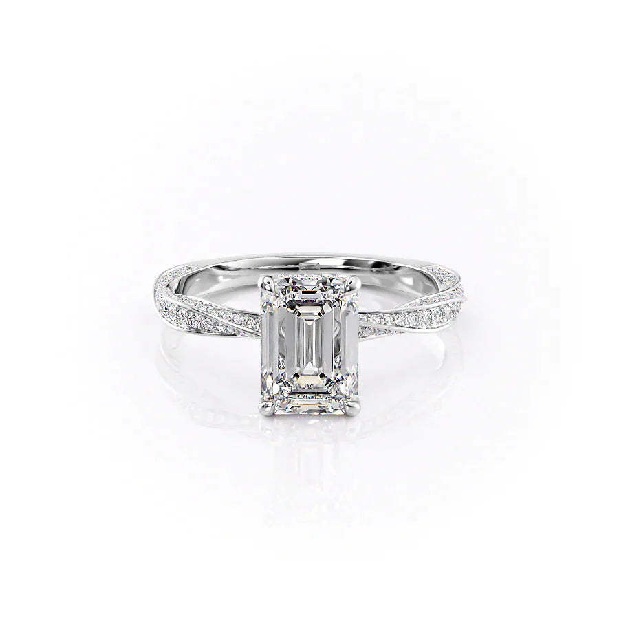 The Cadence Set With Emerald Pave Moissanite#material_14k-white