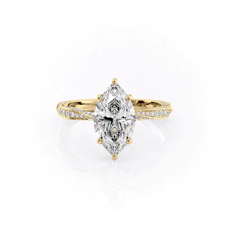 The Cadence Set With Marquise Pave Moissanite#material_14k-gold