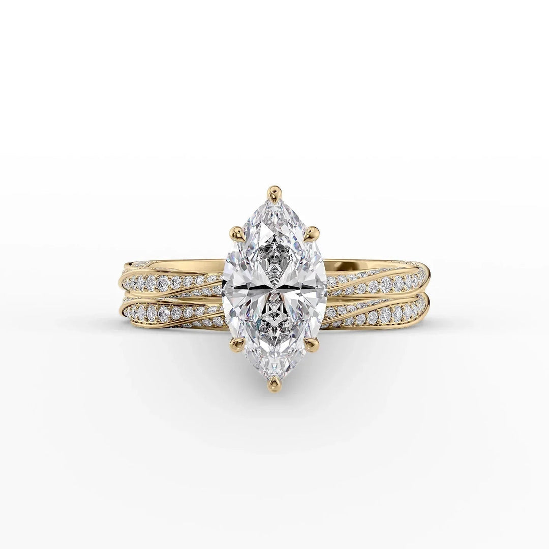 The Cadence Set With Marquise Pave Lab Diamond 2 Carat 14K Gold#material_14k-gold