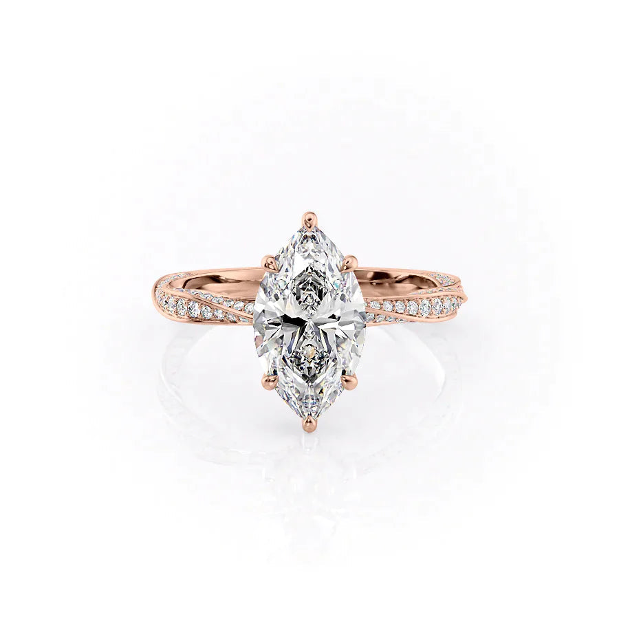 The Cadence Set With Marquise Pave Lab Diamond 1 Carat 14K Rose#material_14k-rose