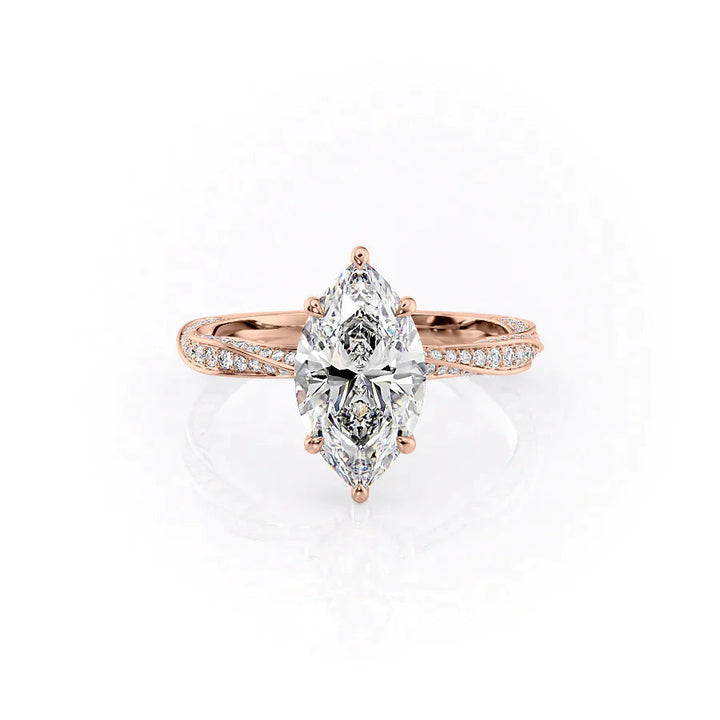 The Cadence Set With Marquise Pave Lab Diamond 1 Carat 14K Rose#material_14k-rose