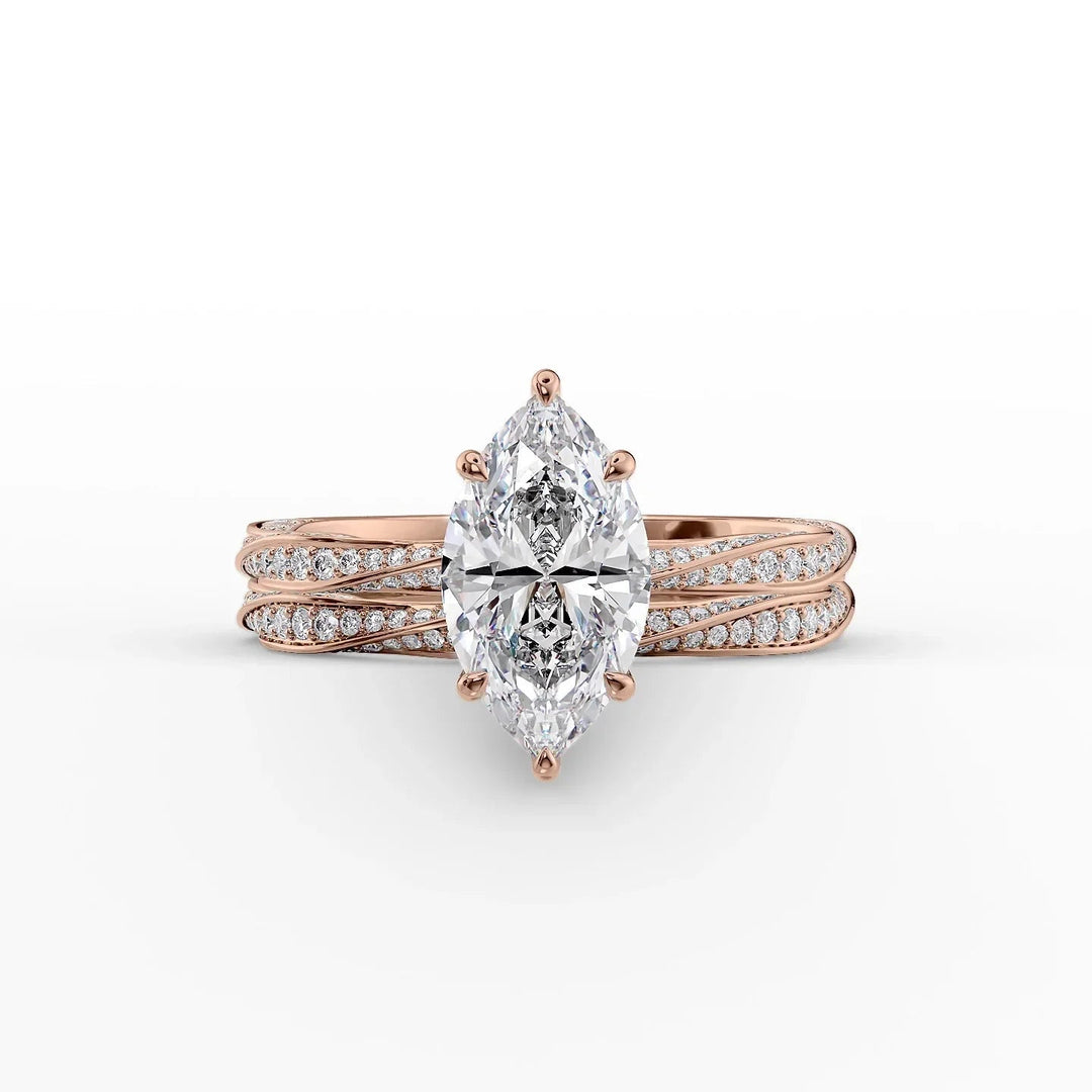 The Cadence Set With Marquise Pave Lab Diamond 2 Carat 14K Rose#material_14k-rose