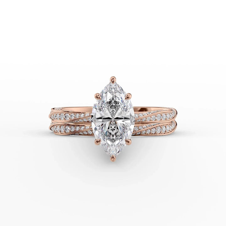 The Cadence Set With Marquise Pave Lab Diamond 2 Carat 14K Rose#material_14k-rose