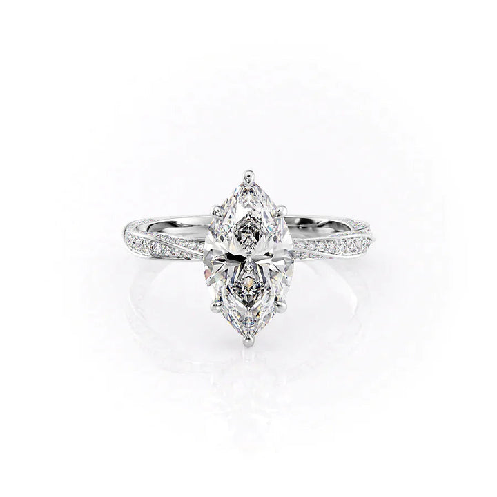 The Cadence Set With Marquise Pave Lab Diamond 1 Carat 14K White#material_14k-white