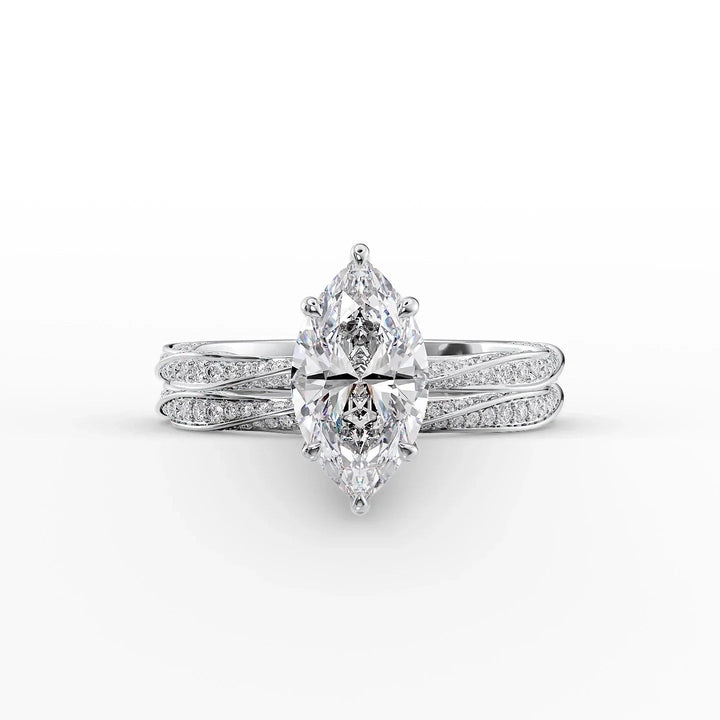 The Cadence Set With Marquise Pave Lab Diamond 2 Carat 14K White#material_14k-white