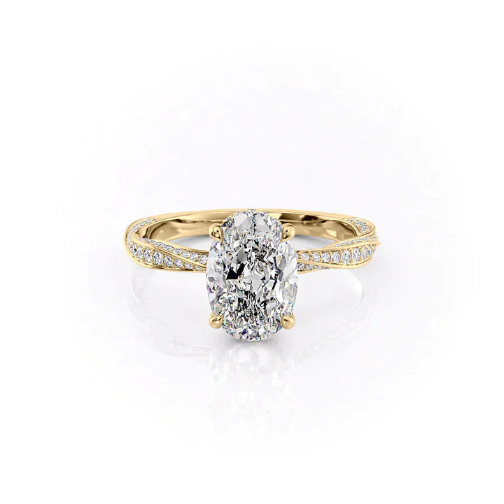 The Cadence Set With Oval Pave Moissanite#material_18k-gold