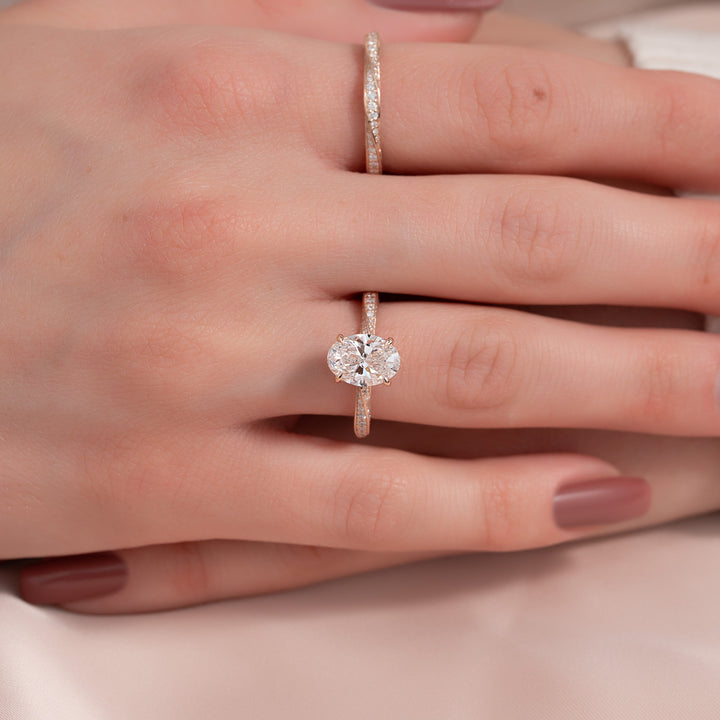The Cadence Oval Lab Diamond Moissanite Engagement Ring *Shown with 2 ct #material_rose