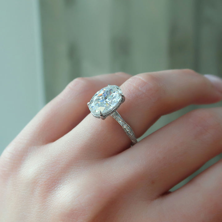 The Cadence Oval Lab Diamond Moissanite Engagement Ring *Shown with 4 ct #material_white