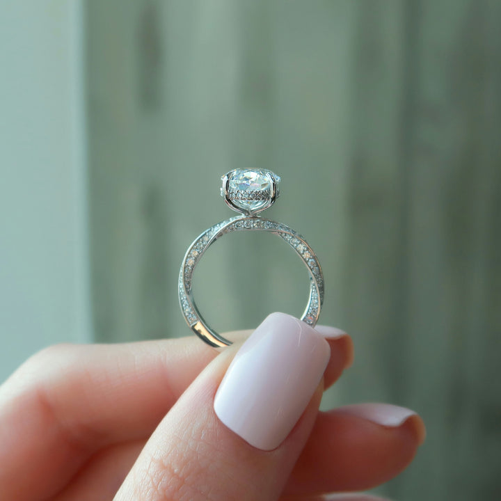 The Cadence Oval Lab Diamond Moissanite Engagement Ring *Shown with 4 ct #material_white