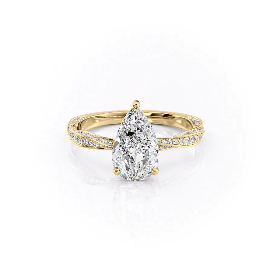 The Cadence Set With Pear Pave Moissanite#material_14k-gold