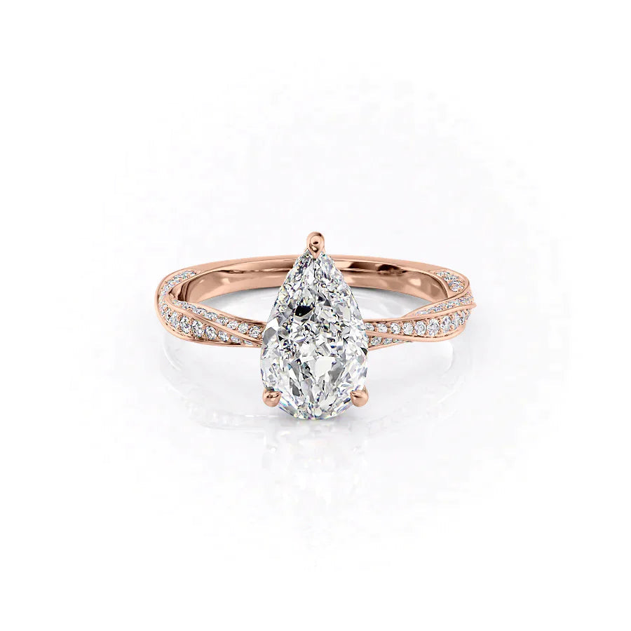 The Cadence Set With Pear Pave Lab Diamond 1 Carat 14K Rose#material_14k-rose