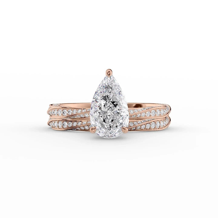 The Cadence Set With Pear Pave Lab Diamond 2 Carat 14K Rose#material_14k-rose