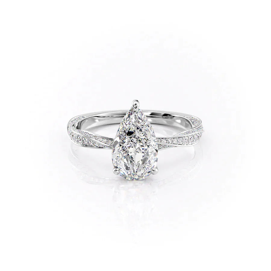 The Cadence Set With Pear Pave Lab Diamond 1 Carat 14K White#material_14k-white