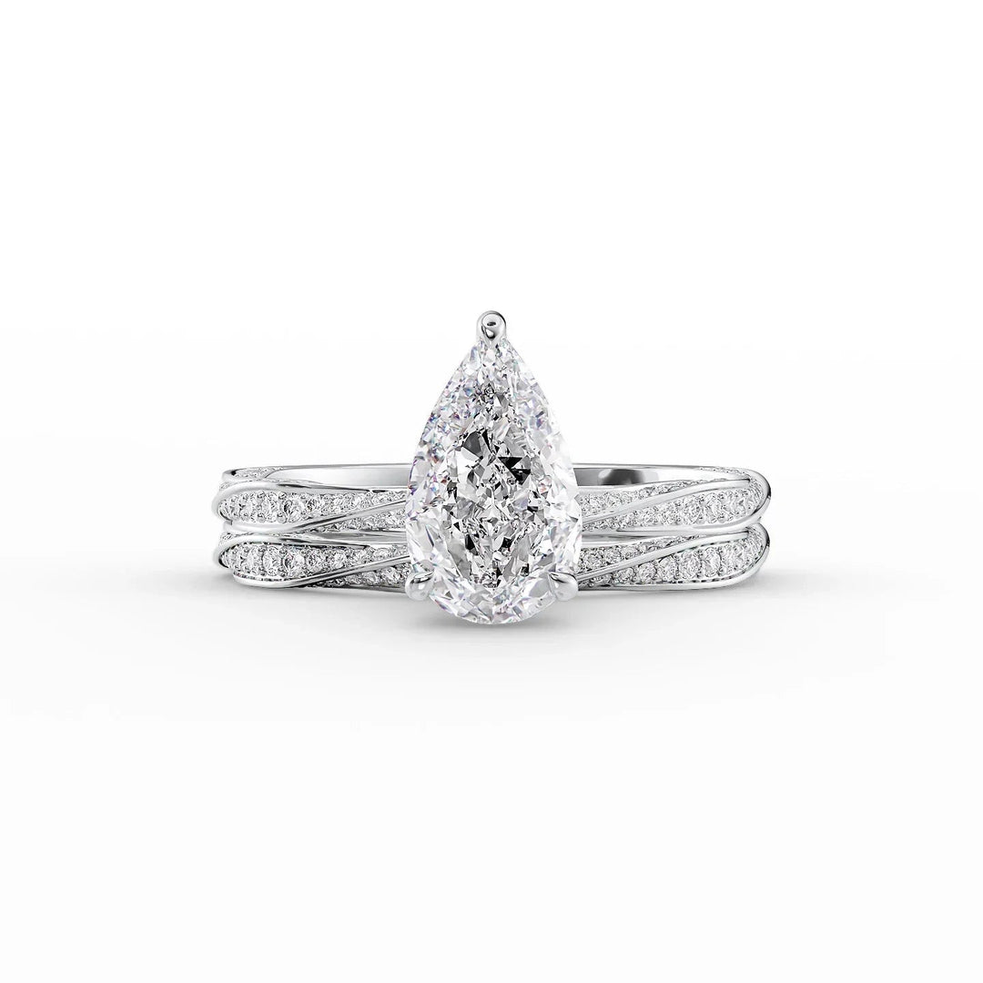 The Cadence Set With Pear Pave Lab Diamond 2 Carat 14K White#material_14k-white