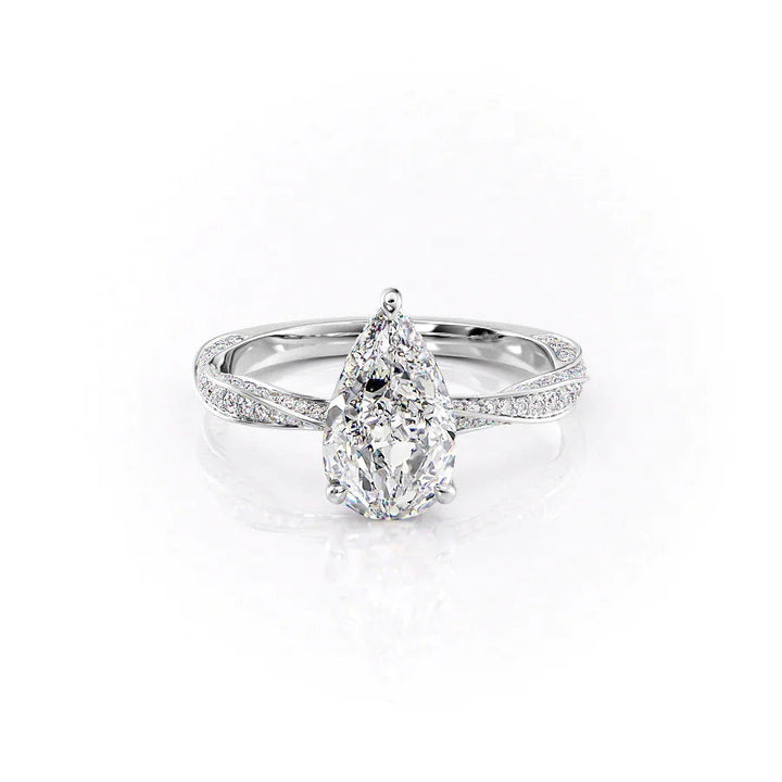 The Cadence Set With Pear Pave Lab Diamond 1 Carat 18K White#material_18k-white