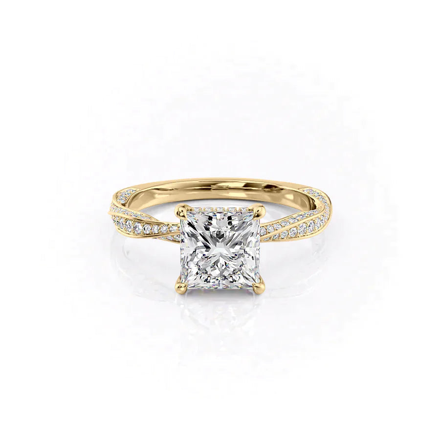 The Cadence Set With Princess Pave Lab Diamond 1 Carat 14K Gold#material_14k-gold