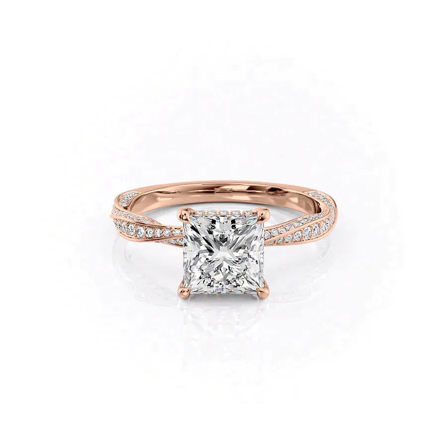 The Cadence Set With Princess Pave Lab Diamond 1 Carat 14K Rose#material_14k-rose