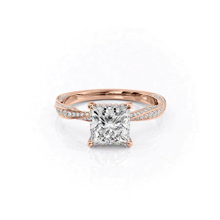 The Cadence Set With Princess Pave Lab Diamond 1 Carat 14K Rose#material_14k-rose