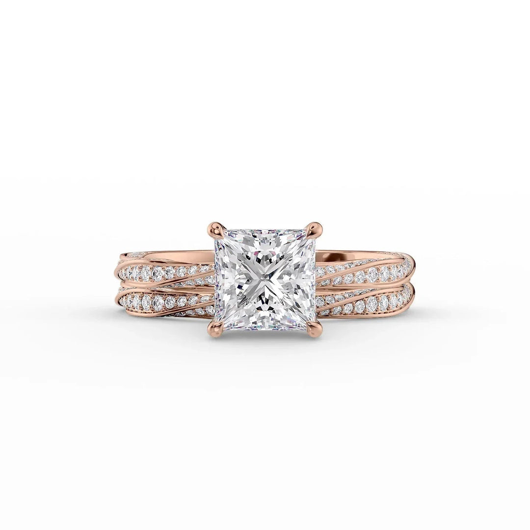 The Cadence Set With Princess Pave Lab Diamond 2 Carat 14K Rose#material_14k-rose