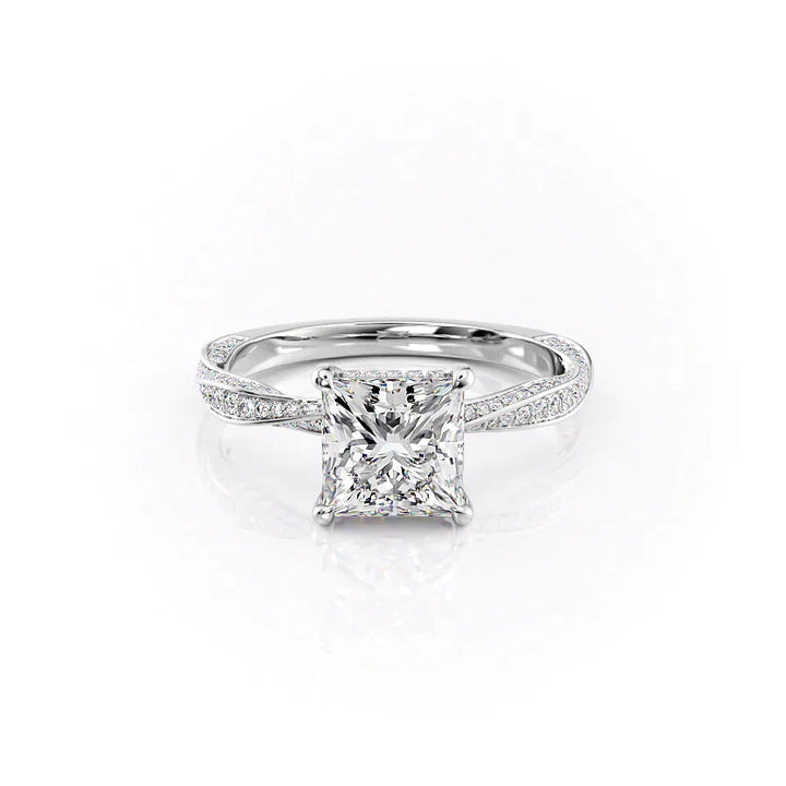 The Cadence Set With Princess Pave Lab Diamond 1 Carat 14K White#material_14k-white