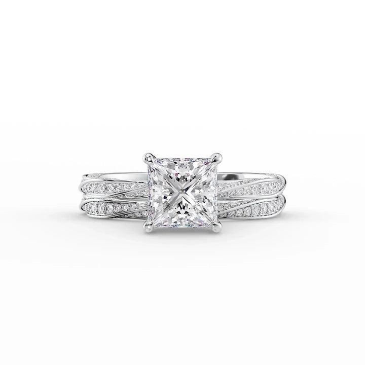 The Cadence Set With Princess Pave Lab Diamond 2 Carat 14K White#material_14k-white