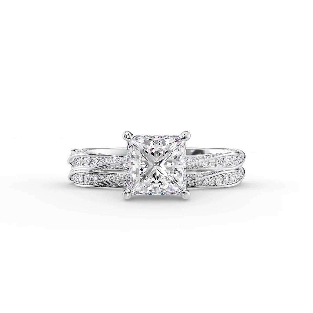 The Cadence Set With Princess Pave Moissanite#material_14k-white