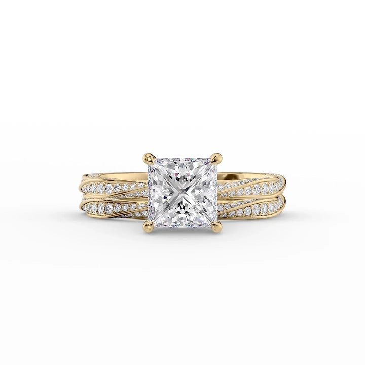 The Cadence Set With Princess Pave Moissanite#material_18k-gold