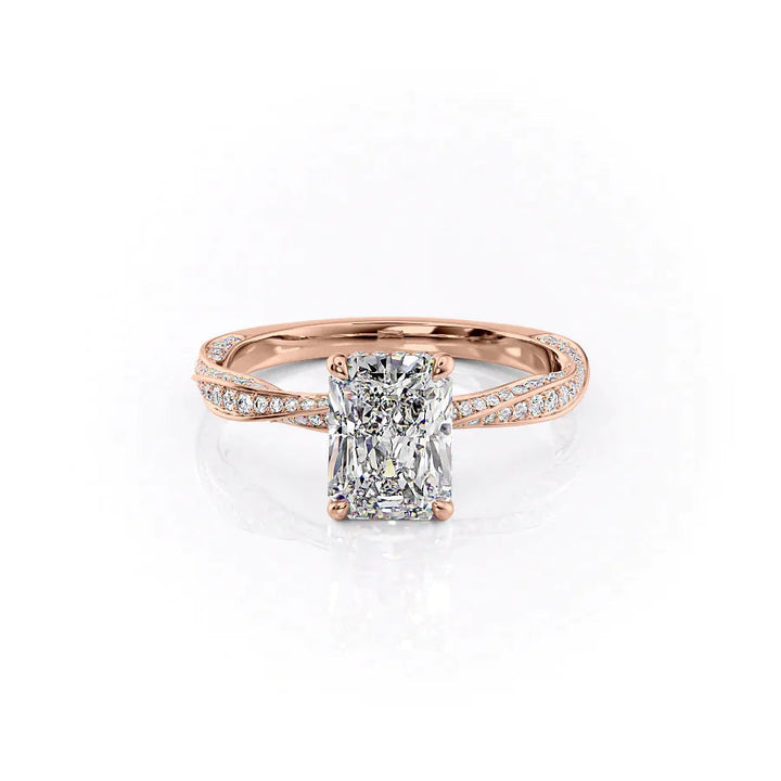 The Cadence Set With Radiant Pave Lab Diamond 1 Carat 14K Rose#material_14k-rose