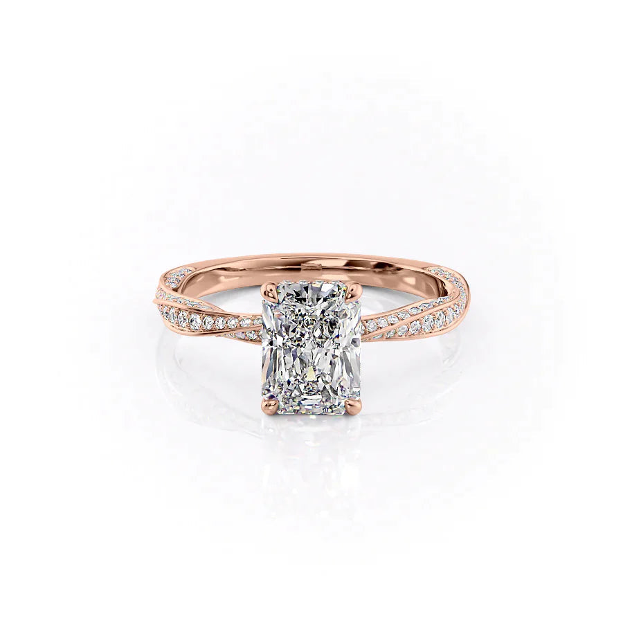 The Cadence Set With Radiant Pave Moissanite#material_14k-rose