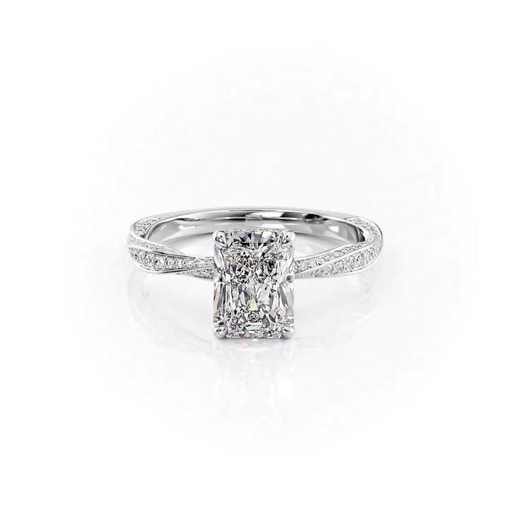 The Cadence Set With Radiant Pave Lab Diamond 1 Carat 14K White#material_14k-white