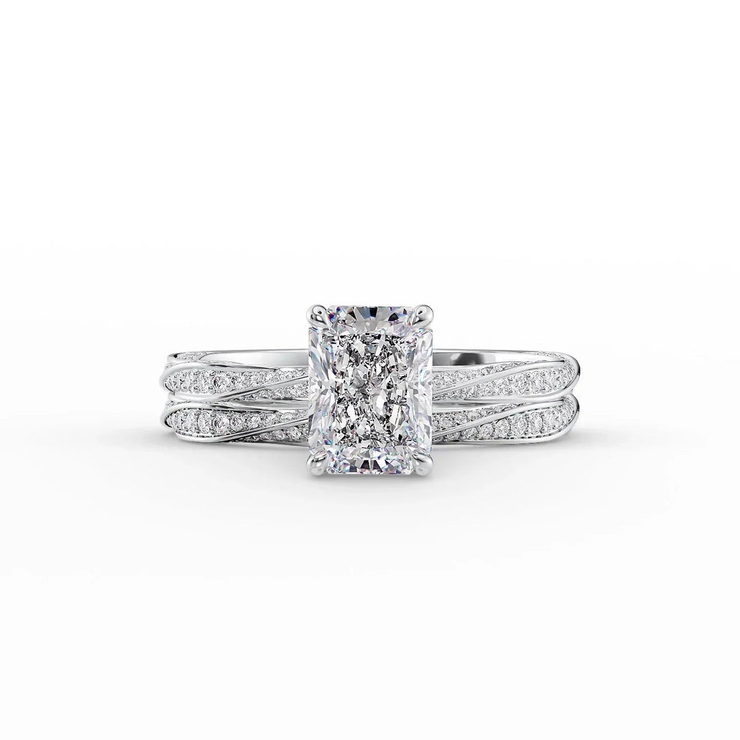 The Cadence Set With Radiant Pave Lab Diamond 2 Carat 14K White#material_14k-white