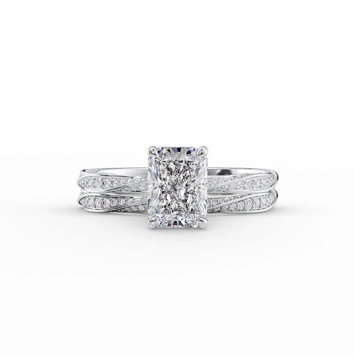 The Cadence Set With Radiant Pave Lab Diamond 2 Carat 14K White#material_14k-white