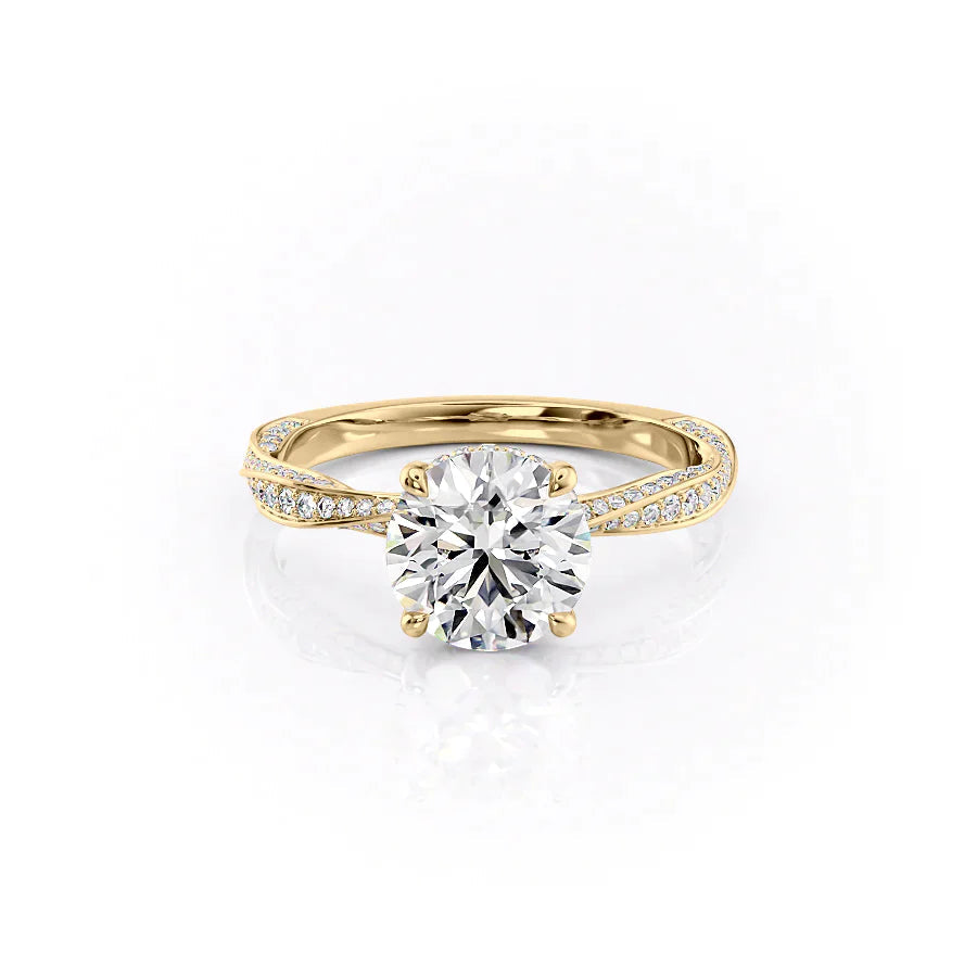 The Cadence Set With Round Pave Lab Diamond 1 Carat 14K Gold#material_14k-gold