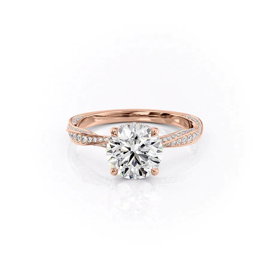 The Cadence Set With Round Pave Lab Diamond 1 Carat 14K Rose#material_14k-rose