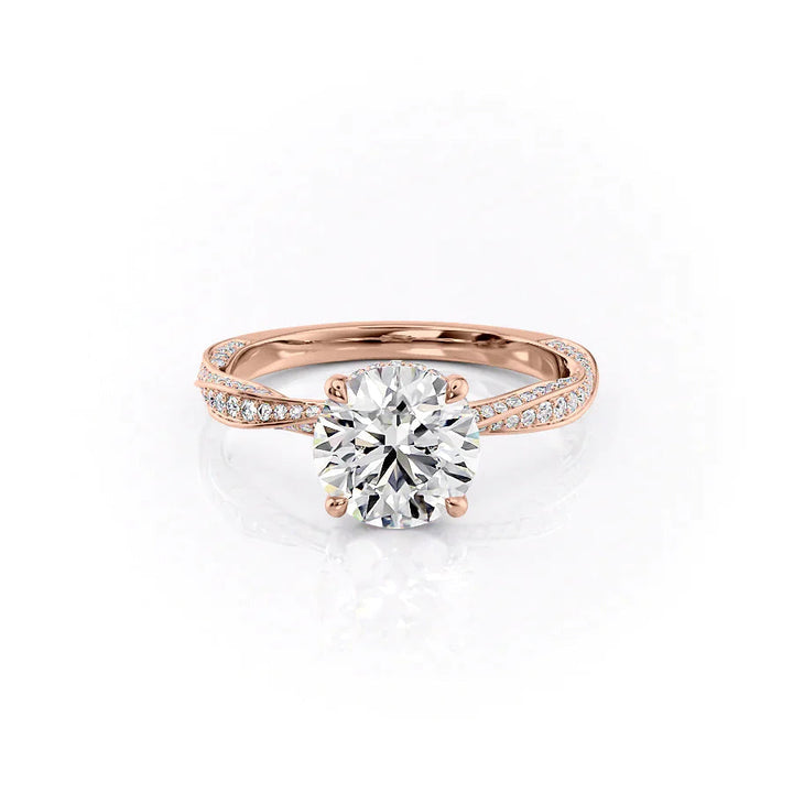 The Cadence Set With Round Pave Lab Diamond 1 Carat 14K Rose#material_14k-rose