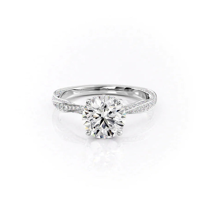 The Cadence Set With Round Pave Lab Diamond 1 Carat 14K White#material_14k-white