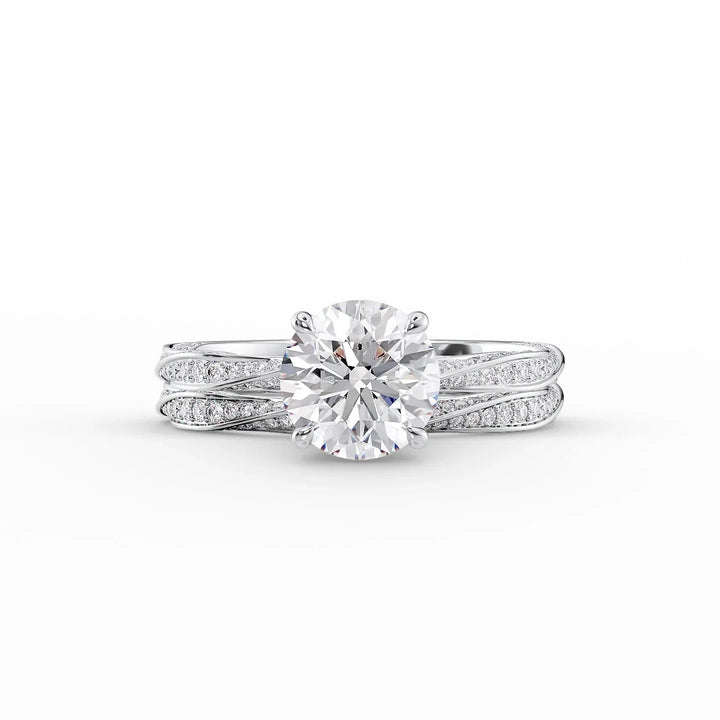 The Cadence Set With Round Pave Lab Diamond 2 Carat 14K White#material_14k-white