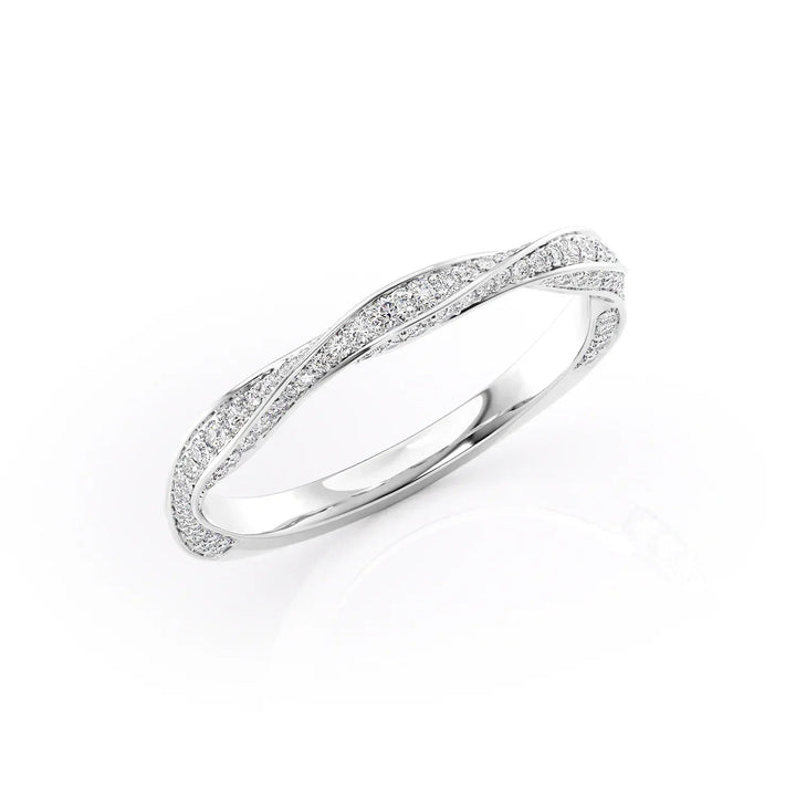 The Cadence Wedding Bands Diamonds Half Way 14K White#material_14k-white