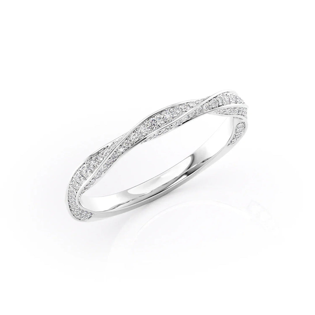 The Cadence Wedding Bands Diamonds Half Way 18K White#material_18k-white