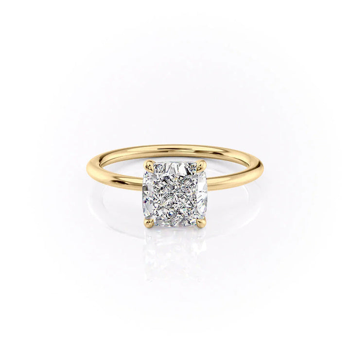 The Cecelia Set With Cushion Solitaire Lab Diamond 1 Carat 14K Gold#material_14k-gold