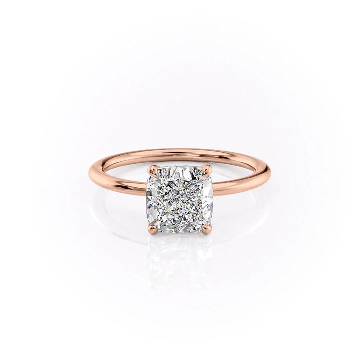 The Cecelia Set With Cushion Solitaire Moissanite#material_14k-rose